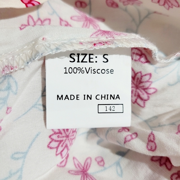 Boho Patchwork Blouse S Floral Paisley Viscose Long Sleeve Ruffle Neck Peasant - Picture 12 of 13